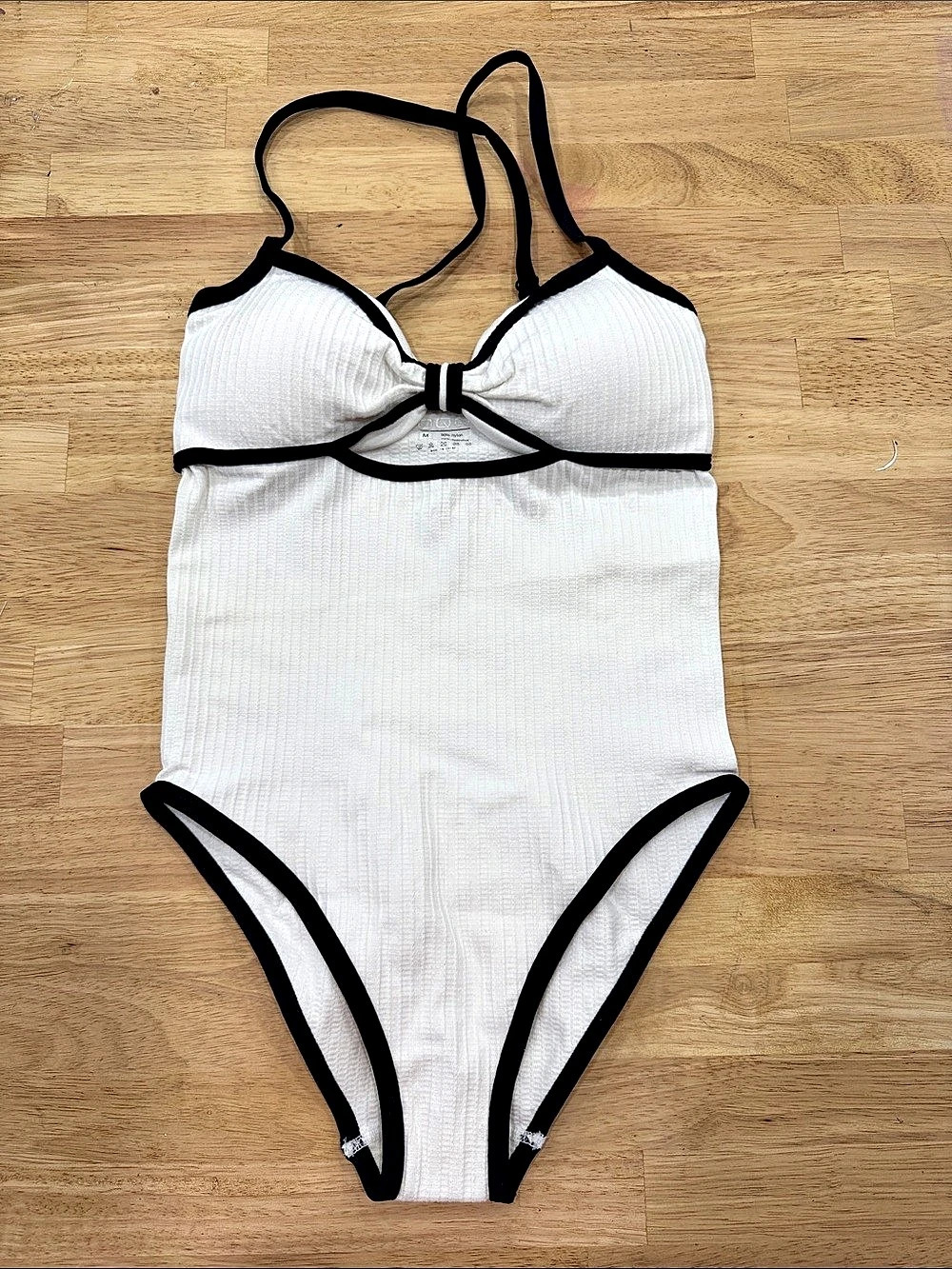 White & Black One-Piece Swimsuit Size Medium